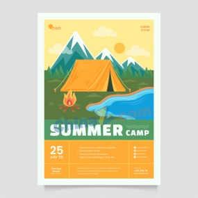 户外夏令营矢量海报模板